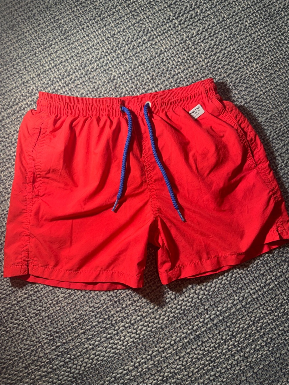 Bright pink Swim Shorts with Blue Drawstring